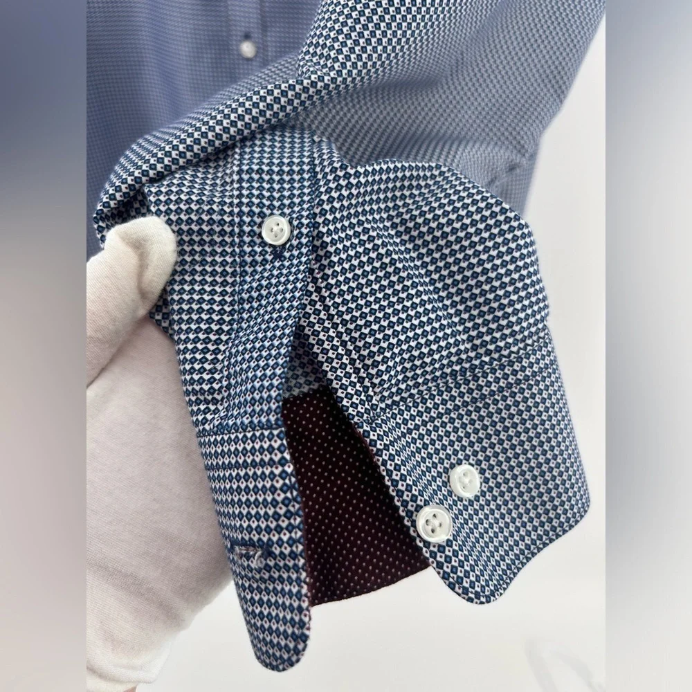 Society Of Threads Shirt Mens Size XL 17.5 Long Sleeve Button Up Contrast Collar